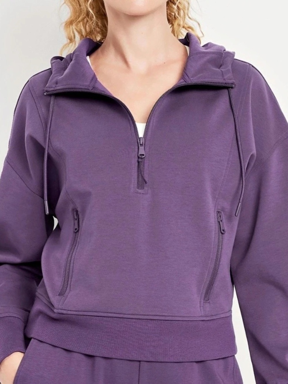 Old Navy Dynamic Fleece Half-Zip Hoodie in Purple Size Medium